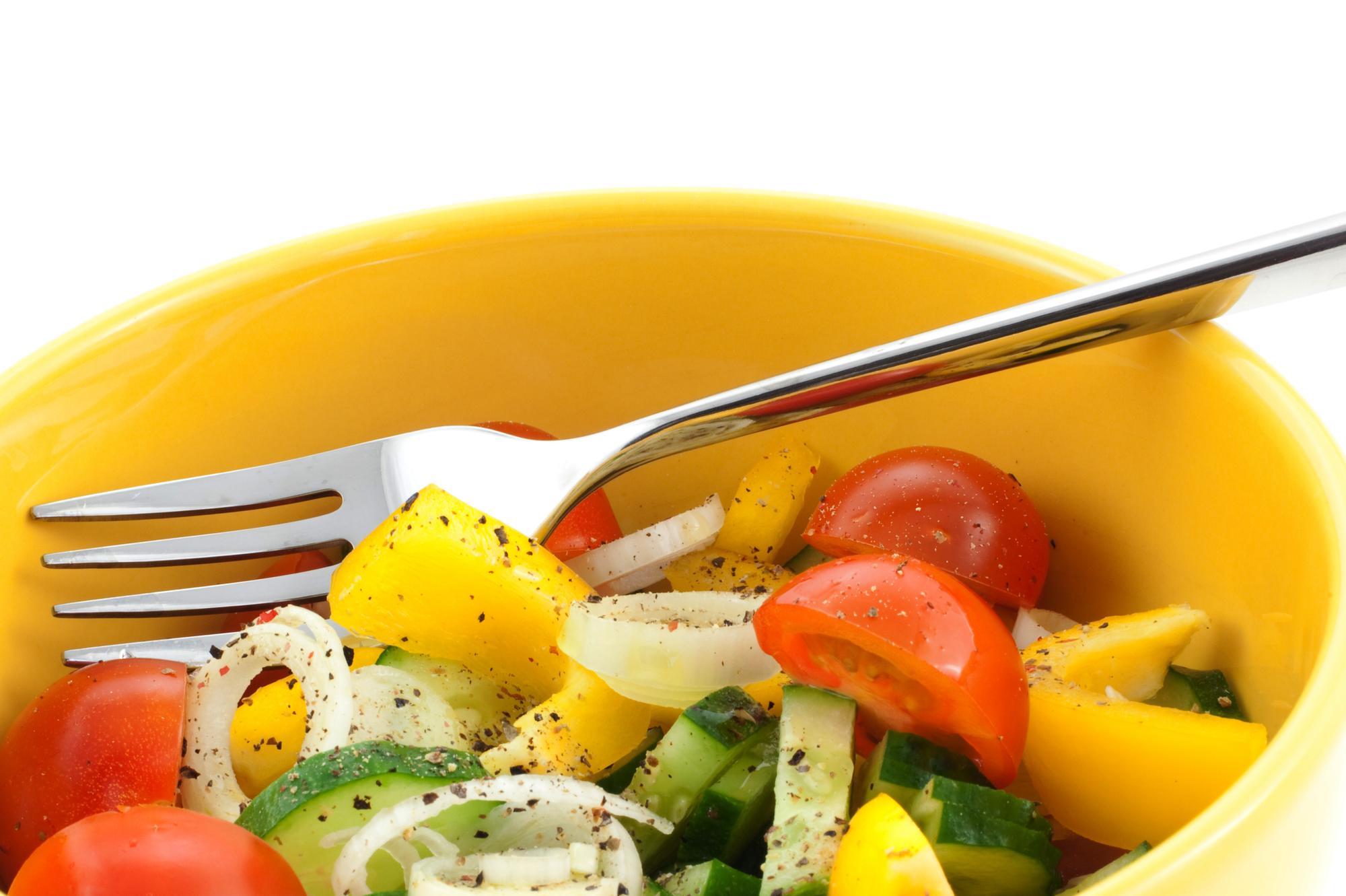 Close-up of plated seasonal salad with vibrant colors